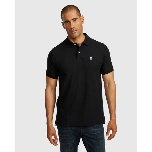 ✨PSYCHO BUNNY by ROBERT GODLEY CLASSIC BLACK SZ 4X POLO✨ - Picture 1 of 9